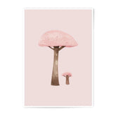 Pink Mushroom Photographic Prints, Watercolor Art Print, Cute Mushroom Decor, Botanical Wall Art, Fantasy Prints, Pastel Pink Art - Tawshia